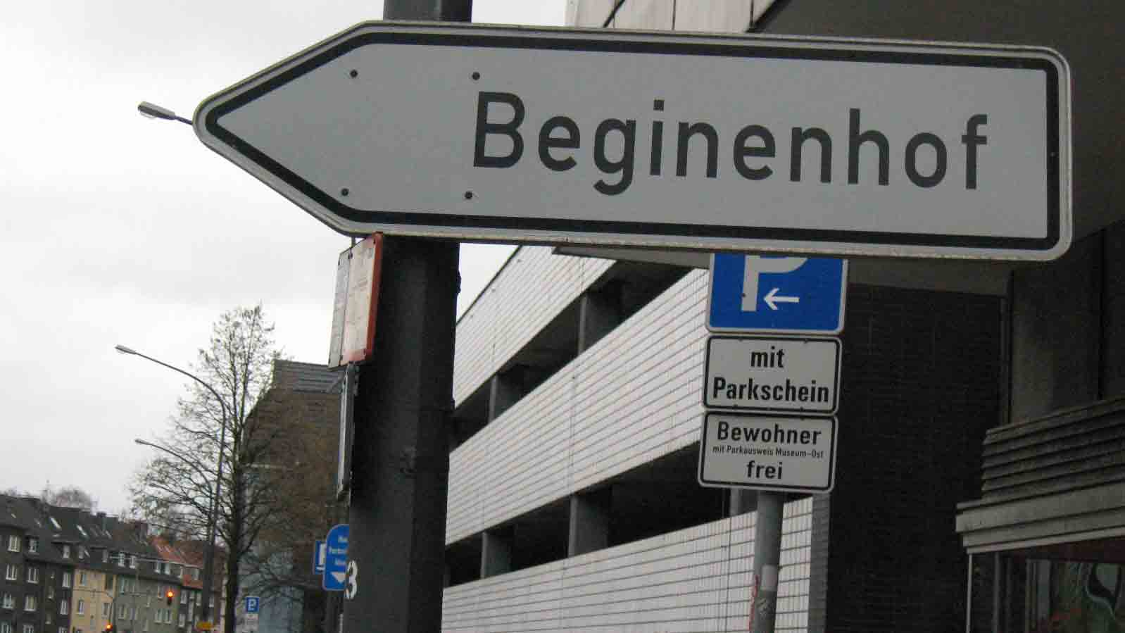 Hinweisschild zum Beginenhof in Essen, Copyright: Cornelia Saxe