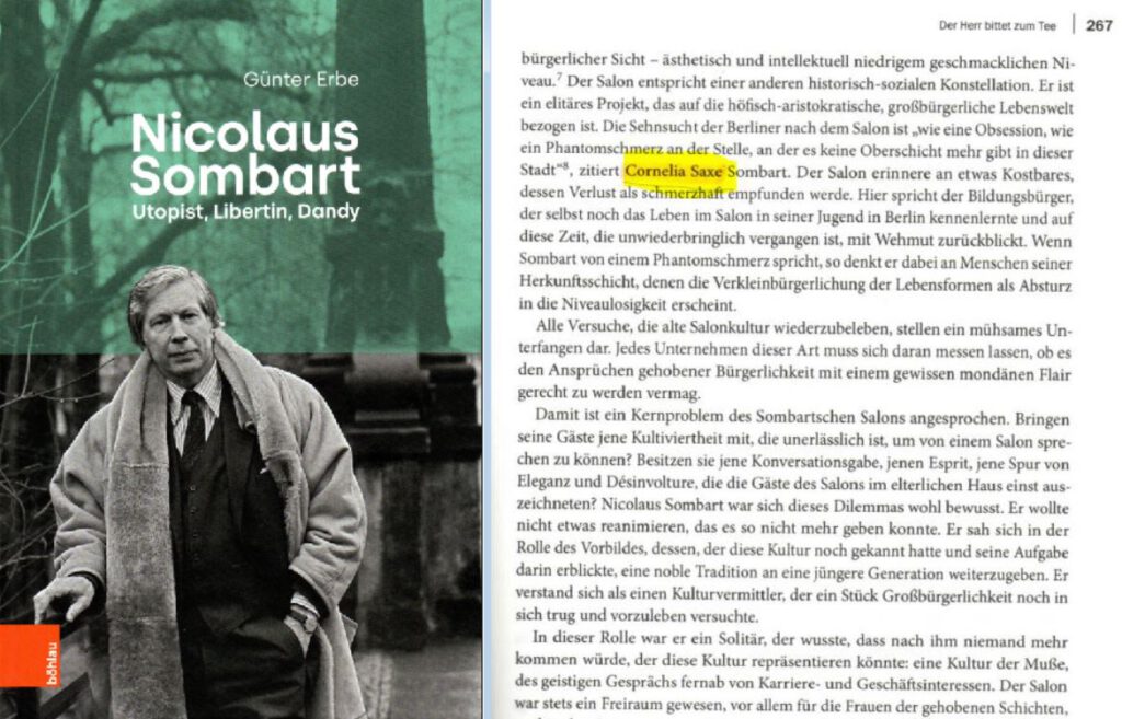Günter Erbe: Nicolaus Sombart – Utopist, Libertin, Dandy, Böhlau Verlag, Wien, Köln 2023